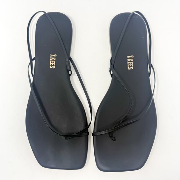 TKEES Square Toe Millie Sandals Women's US 9 EU 40 Black Leather Dainty Straps - Picture 5 of 11